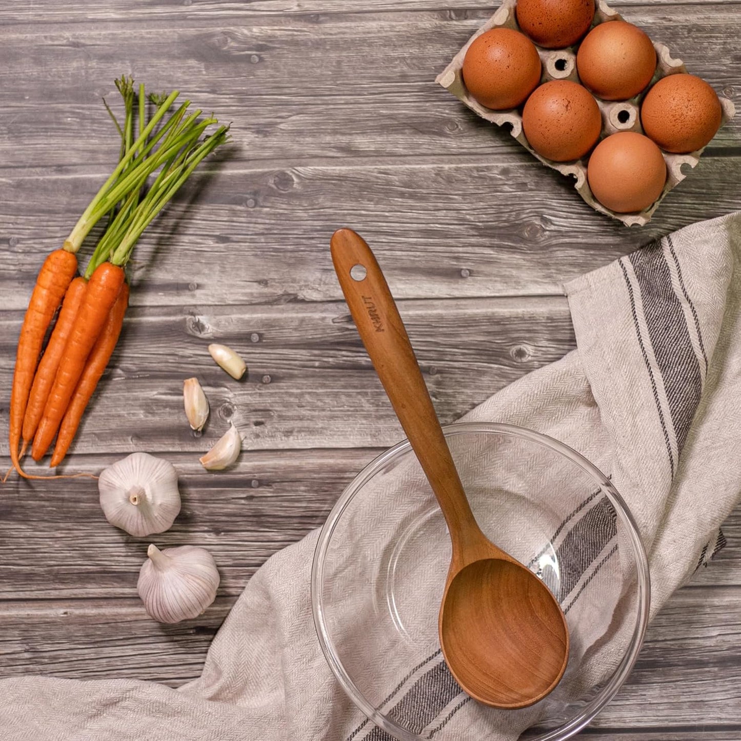 Teak Wood Soup Ladle, 11.5 inch long, Teak wooden utensils, wooden Soup Ladle, Long handle ladle for cooking, Natural Teak utensils, Non-stick cookware tools,