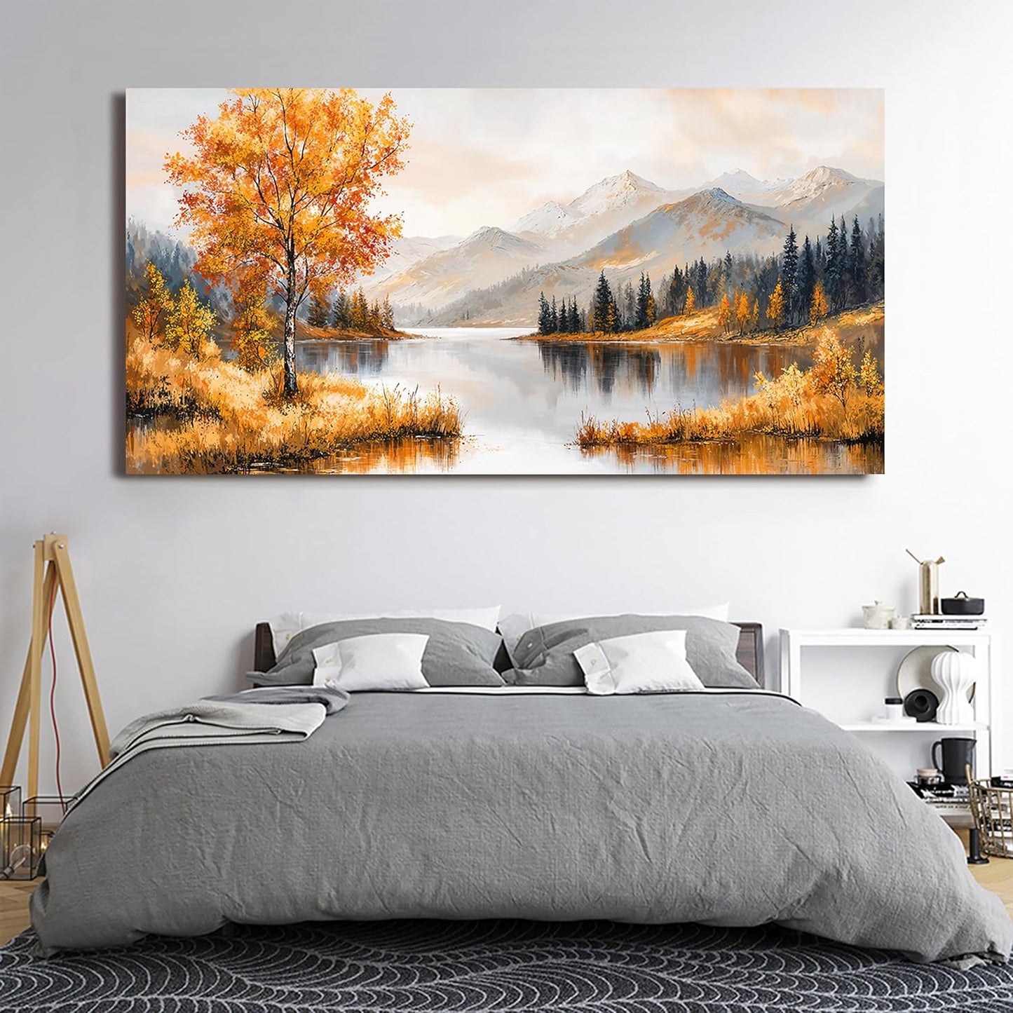 Large Wall Art Decor Art Work for Wall Decor Yellow Botanical Wall Art Prints Oversized Vintage Landscape Wall Art Decorations Lakeside Art Work for Walls Bedroom Ofiice Decor Aesthetic 29" X 58"