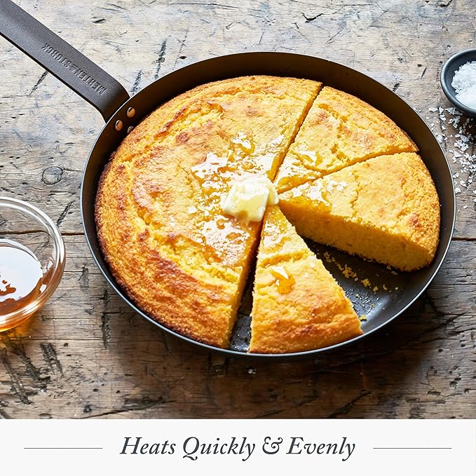 Merten & Storck Pre-Seasoned Carbon Steel 12” Frying Pan Skillet, Use on Induction, Stove and Grill, Durable, Even-Heating, for Searing, Grilling, Oven Use, and Campfire, Indoor/Outdoor