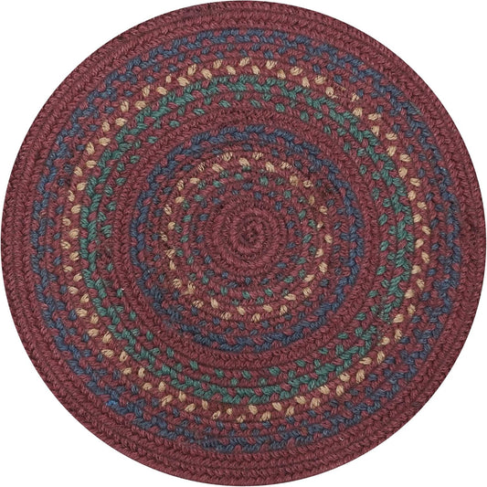 Jamestown Jute Round Braided Placemats Set of 2-15", Burgundy - Vibrant Colors, Durable, Easy to Clean and Protects Furniture