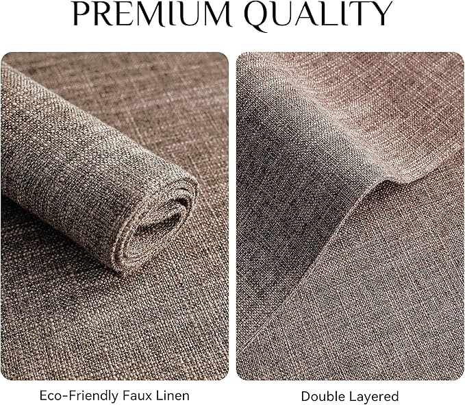 Softalker Faux Linen Placemats Set of 6-12 x 18 Inch, Heat Resistant Double Layered Durable Burlap Farmhouse Place Mats, Non-Slip Washable Rustic Table Mats for Dining, Kitchen, Party,Natural Linen