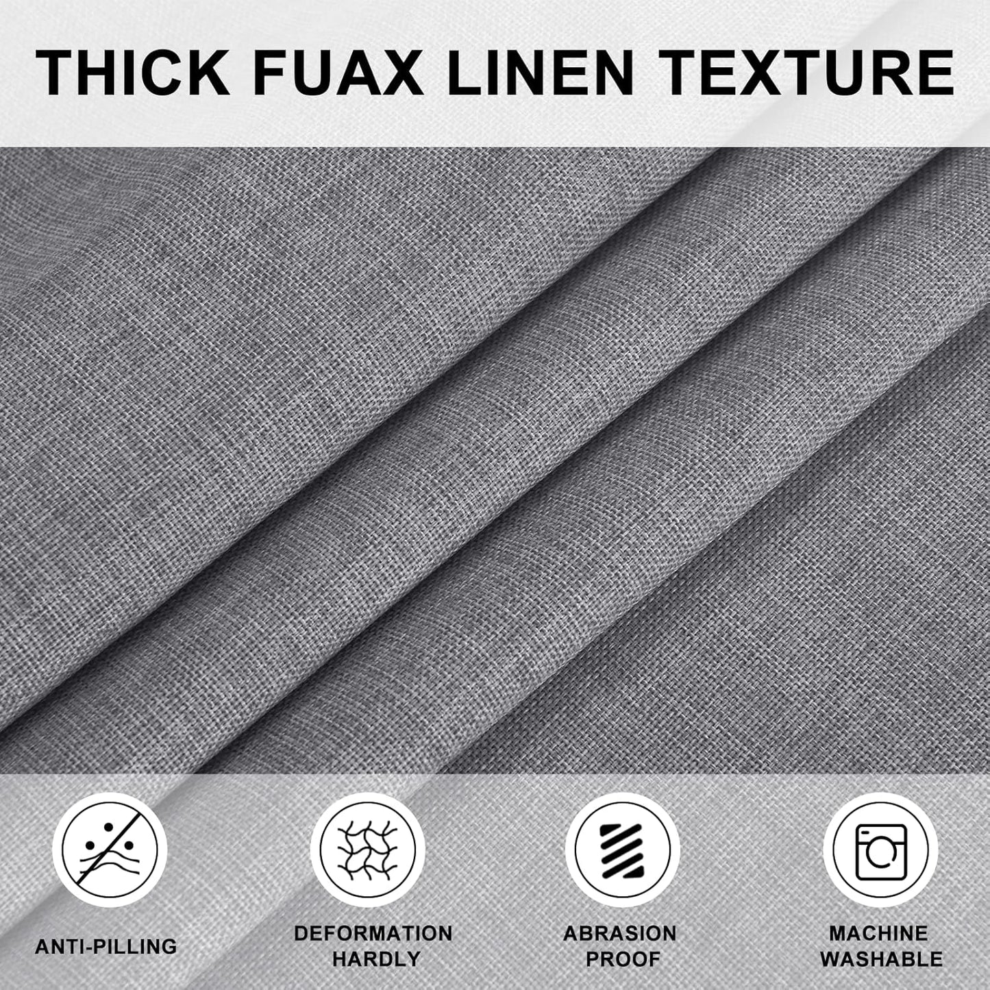 Hiasan Round Linen Tablecloth 70 Inch - Wrinkle and Stain Resistant Washable Polyester Fabric Table Cloth for Dining Room Kitchen Party, Grey