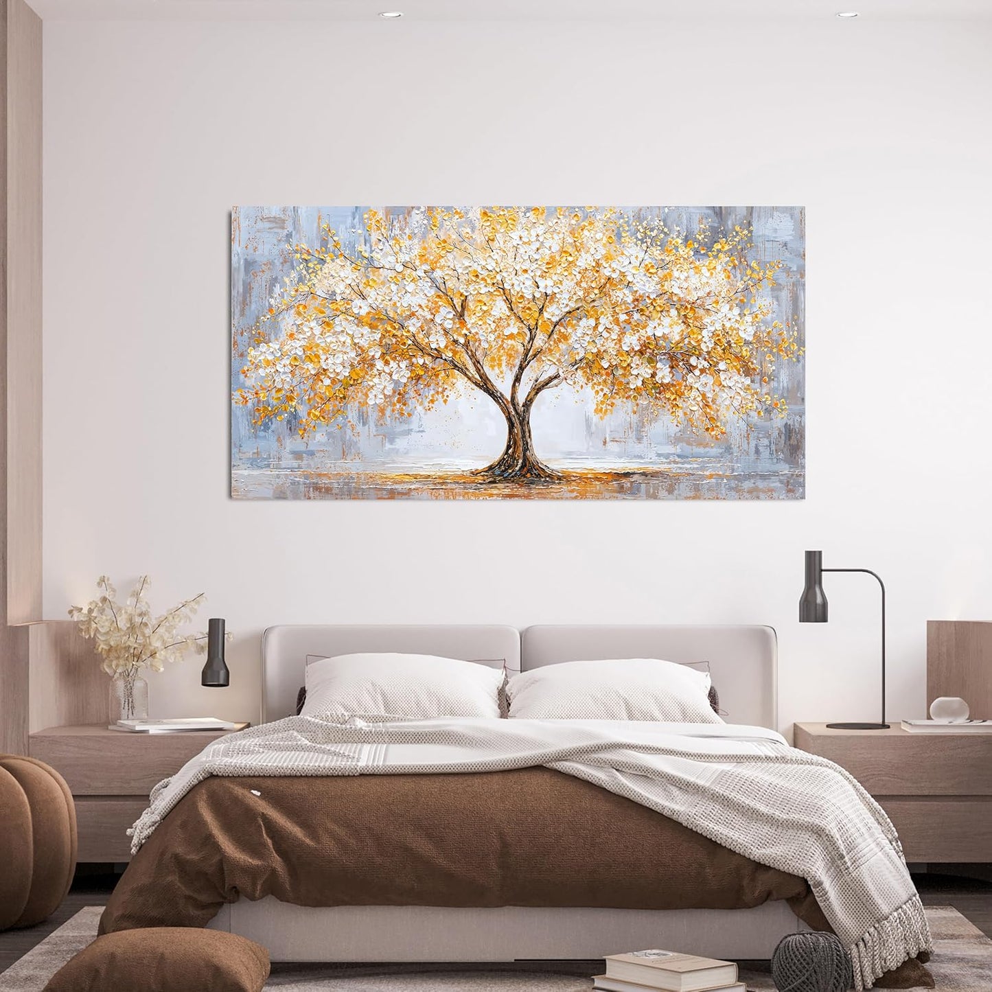 TAIJXAGSG Large Canvas Wall Art Decor Golden Tree of Life Wall Art Decor Bedroom Office Decor Modern Botanical Wall Art Prints Art Work For Wall Decor 24"X48"Tree Wall Art Pictures For Living Room