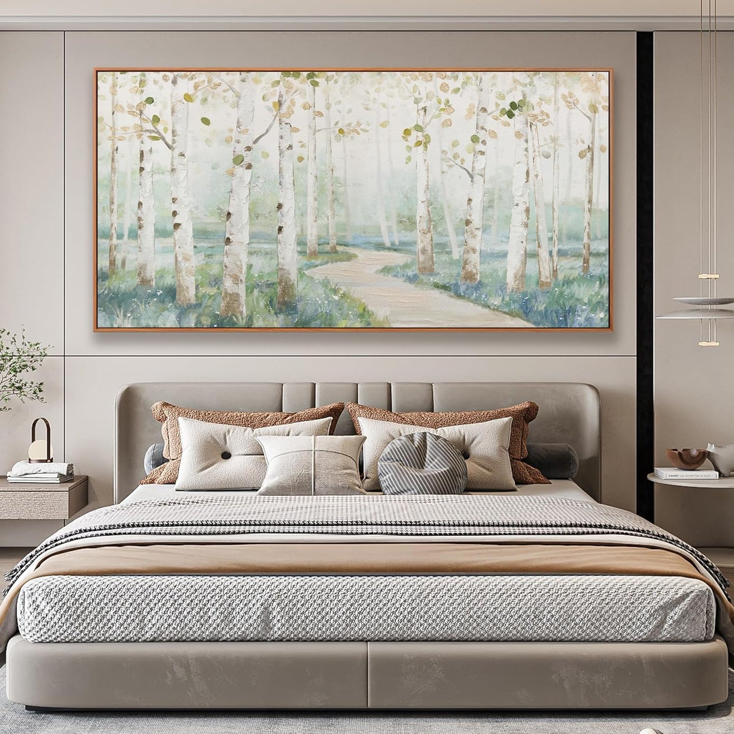 Framed Wall Art Canvas Decor Modern Natural Landscape Wall Art Decorations Artwork Colorful Forest Path Large Home Decor Wall Art Prints Framed for Living Room Wall Bedroom Kitchen Office Decor 29×58 Inch With Framed