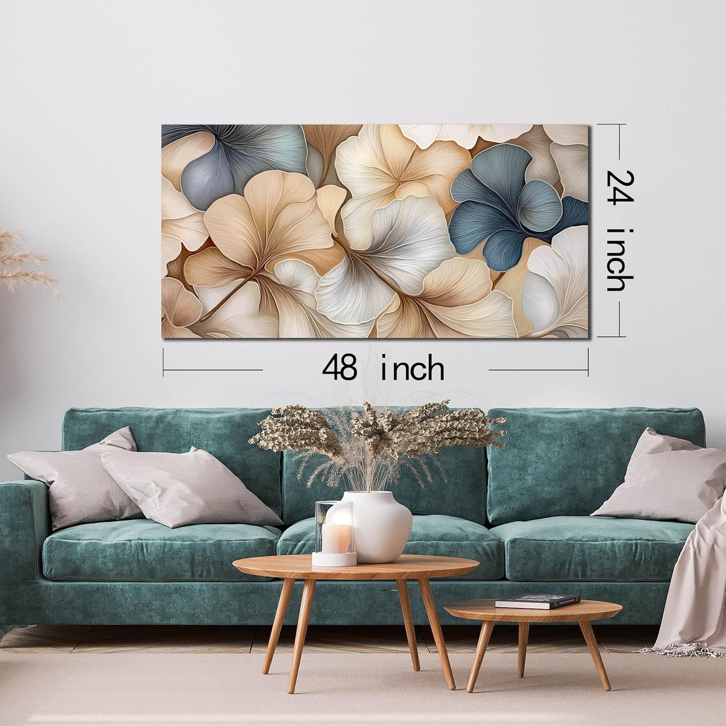 AOZEMI Botanical Wall Art Prints flowers Canvas Leaf Artwork Pictures for Living Room Bathroom Kitchen Decor 24x48 Decorative Wall Art Stylish