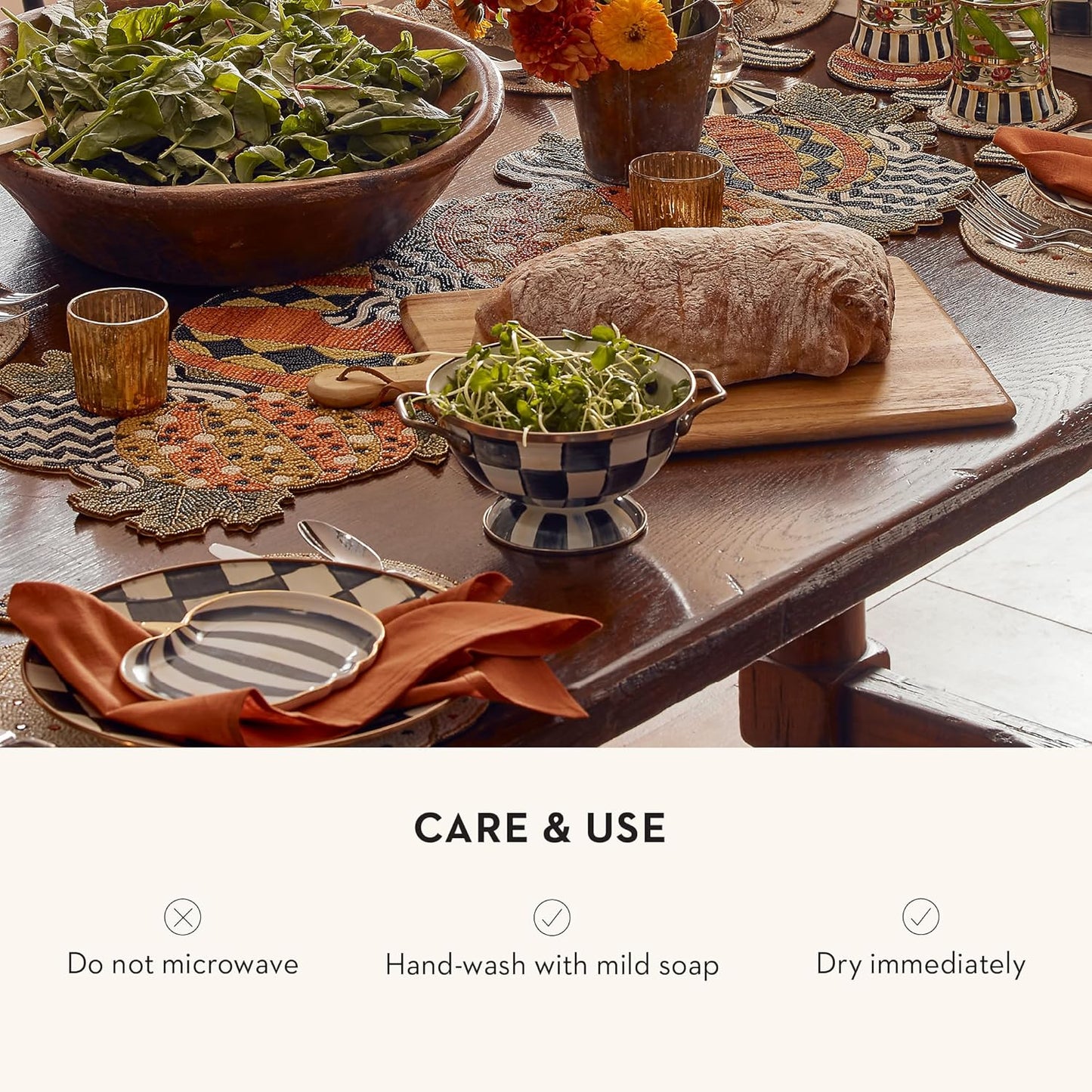 MACKENZIE-CHILDS Enamel Bowl, Serving Bowl for Entertaining, Simply Anything Bowl, Black-and-White Courtly Check