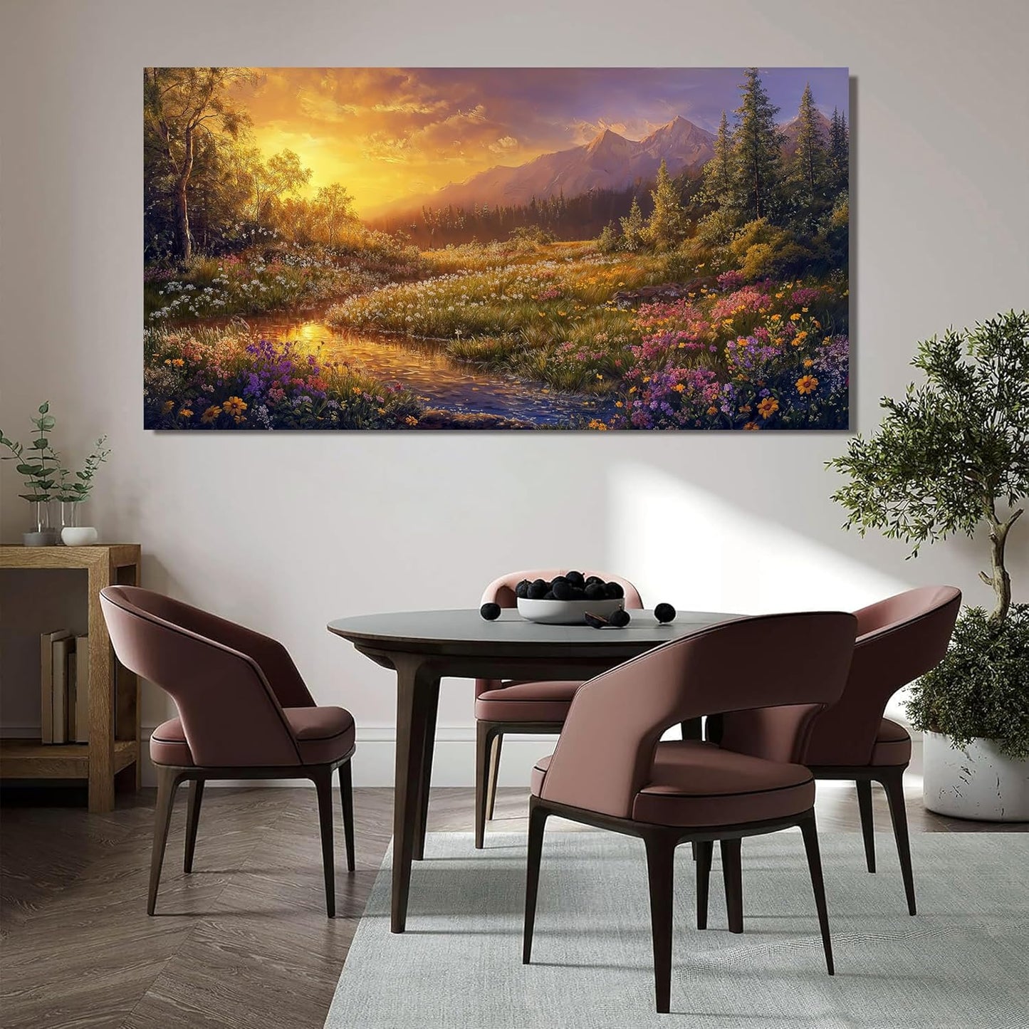 Canvas Wall Art Decor Wall Art Pictures for Living Room Artwork for Walls Large Vintage Landscape Art Prints Canvas Art Wall Decor Countryside River Wall Art Bedroom Home Aesthetic Wall Decor 24"X48"