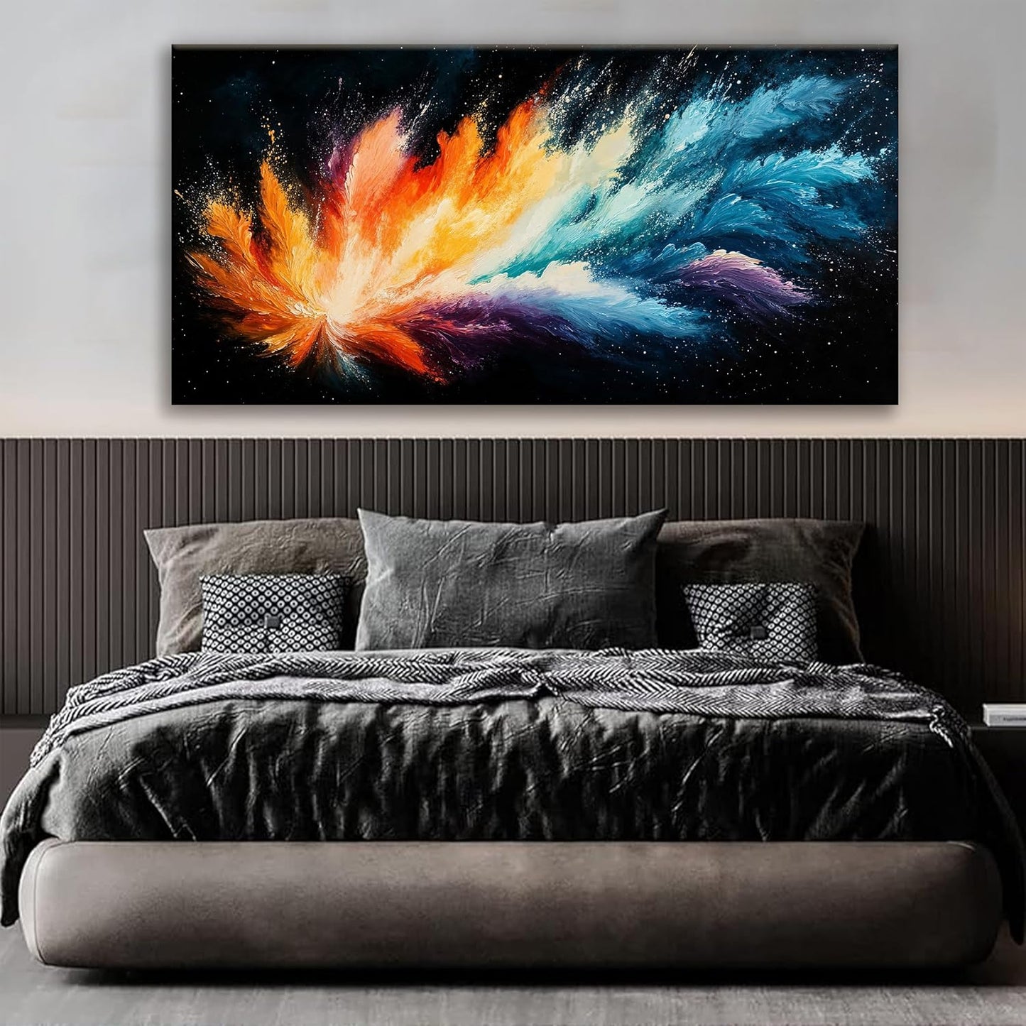 Tsomzxng Large Colorful Abstract Wall Art For Living Room Modern Abstract Wall Decor Maximalist Colorful Canvas Wall Art Decor Prints Artwork Bedroom Kitchen Office Home Wall Decoration 29" × 58"