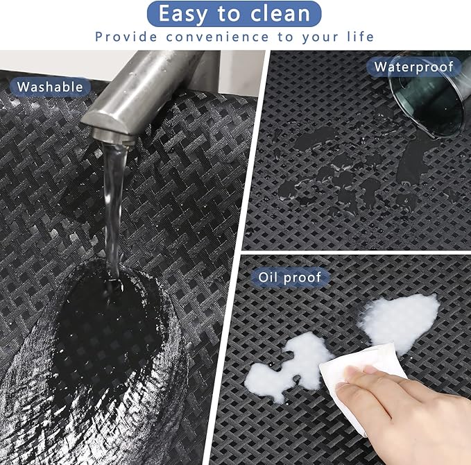 HooTown Shelf Liner Kitchen Cabinet Drawer Mats 11.8 Inch Wide x 157.5 Inch Long, Non Adhesive EVA Rubber Washable Waterproof Pantry Closet, Cupboard, Drawer Organizer Mat, Black