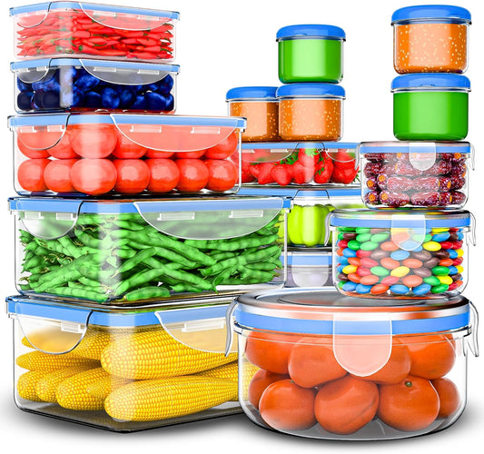 RockBerry 32 Pcs Large Plastic Food storage containers-85 oz to Sauces Box Stackable Kitchen storage bowls sets-BPA Free Leak proof with lids airtight-Microwave freezer safe lunch boxes