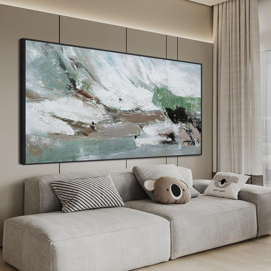 KUPTEU Canvas Oversized Wall Art Decor Large Wall Art For Living Room Framed Green Abstract Wall Art Prints Abstract Canvas Art Wall Decor Artwork For Walls Bedroom Office Aesthetic Decor 29"x58"