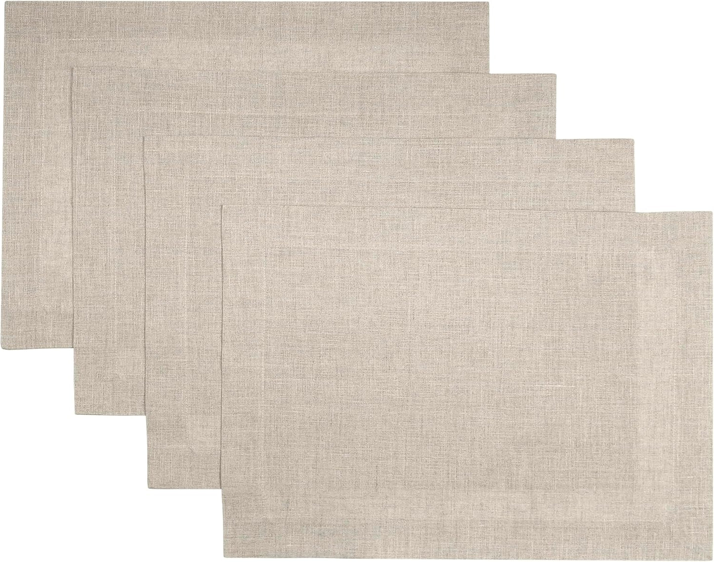 D'Moksha Homes Linen Natural Placemats Set of 4-100% Pure Linen Placemats 14 x 19 Inch for Fall, Autumn and Halloween - Handcrafted and Machine Washable