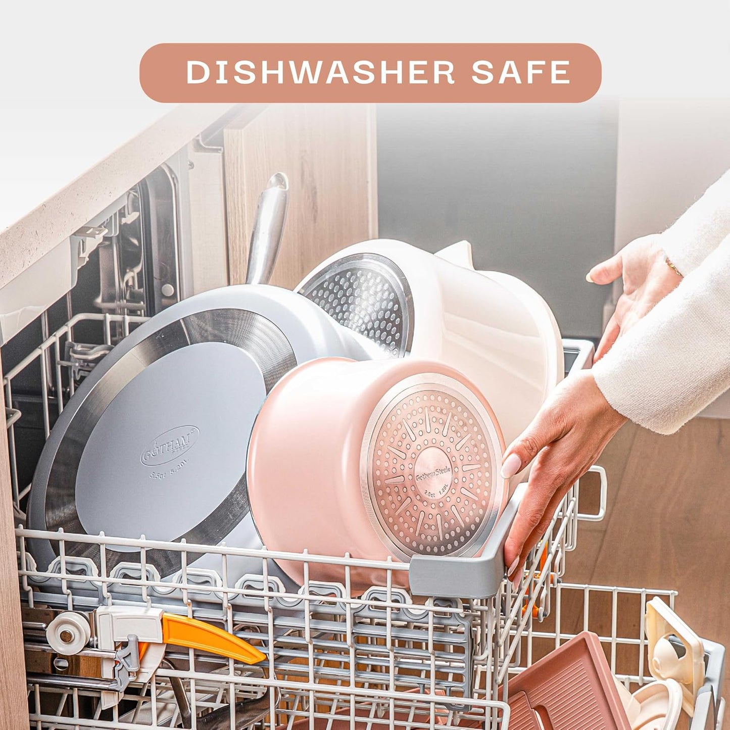 Gotham Steel 5 Qt Lightweight Ceramic Dutch Oven Pot with Lid, Nonstick Sourdough Dutch Oven for Bread Baking, 10 in 1 Stock Pot Ovens for Pasta, Spaghetti, Bread and More, Pots for Cooking