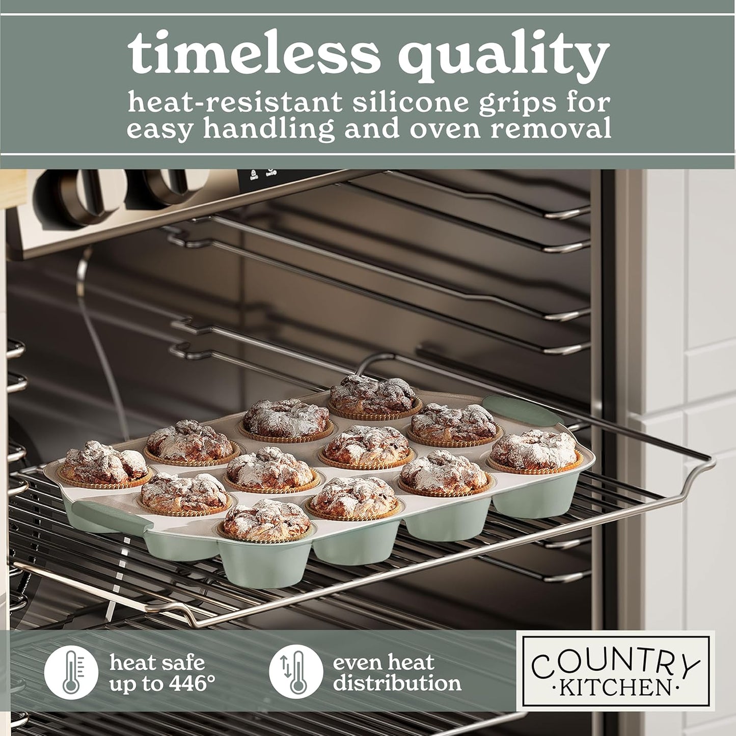 Country Kitchen Nonstick Stackable Bakeware Set - Durable, Easy Release Baking Set- 22 Pc. Includes Silicone Muffin Cups
