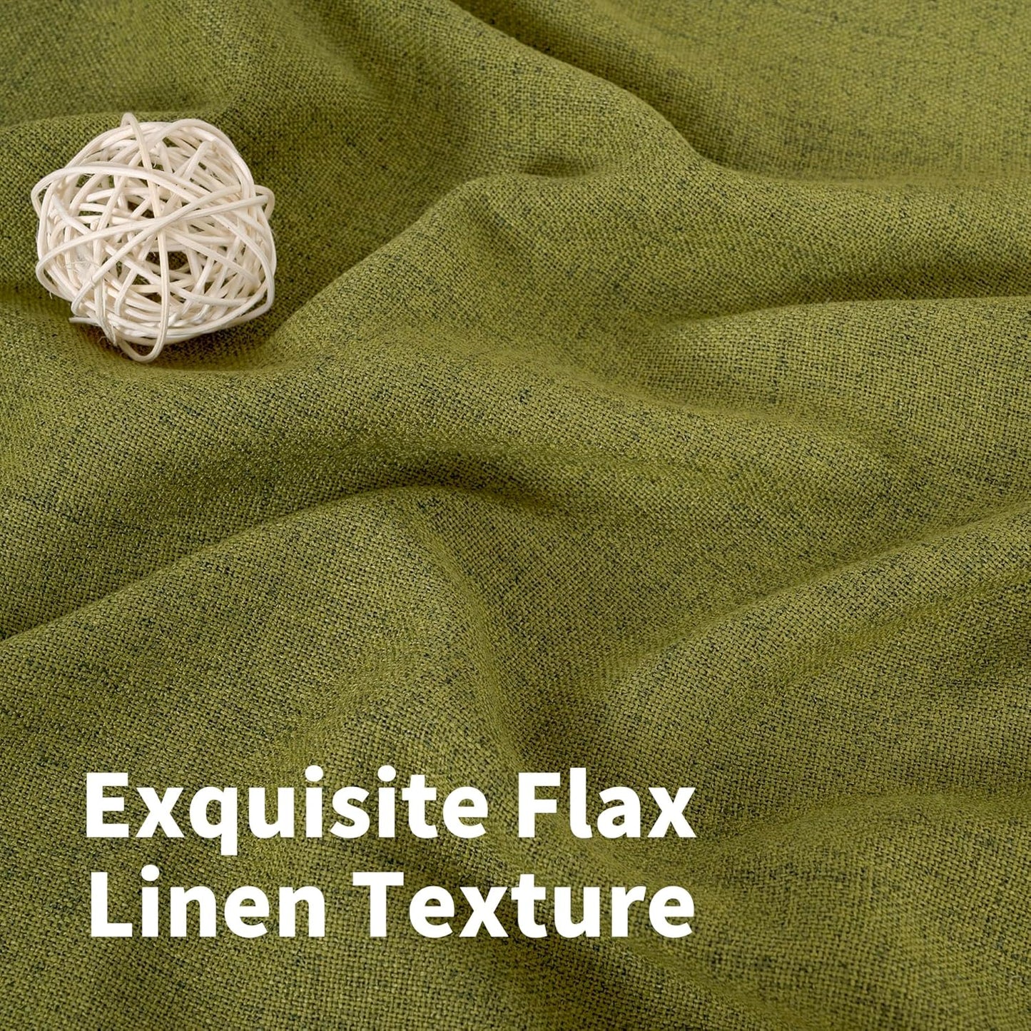 YoungsTex Olive Green Linen Curtains 63 Inches Length 2 Panels Textured Window Drapes with Bronze Grommet Privacy Light Filtering for Living Room Bedroom Office, 52 x 63 Inch