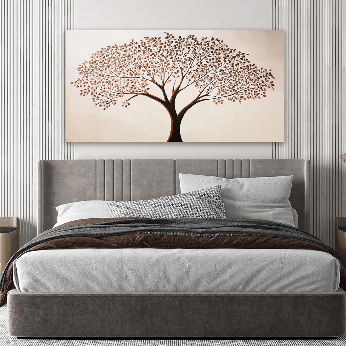 Canvas Art Wall Decor Modern Tree of Life Wall Art Prints Minimalist Botanical Wall Art Decorations Wall Art Pictures for Living Room Browm Artwork for Walls Bedroom Office Decor Aesthetic 20" X 40"
