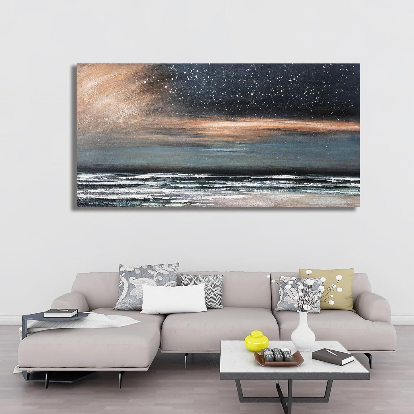Large Canvas Wall Art for Living Room Artwork for Walls Canvas Art Wall Decor Nature Landscap Starry Wall Art Decor Coastal Beach Wall Art Prints Art Work for Home Office Kitchen Wall Decor 29" X 58"