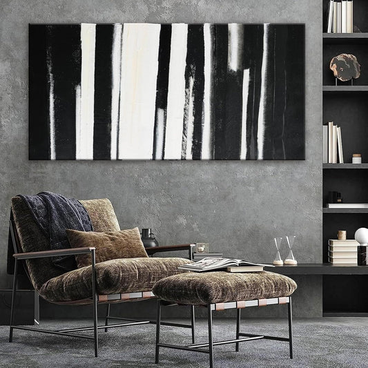 QSQ Abstract Wall Art Decor Large Home Decor Wall Art Prints Black and White Minimalist Stripes Artwork Modern paintings Wall Decorations for Living Room Wall Bedroom Office Decor 29"×58"