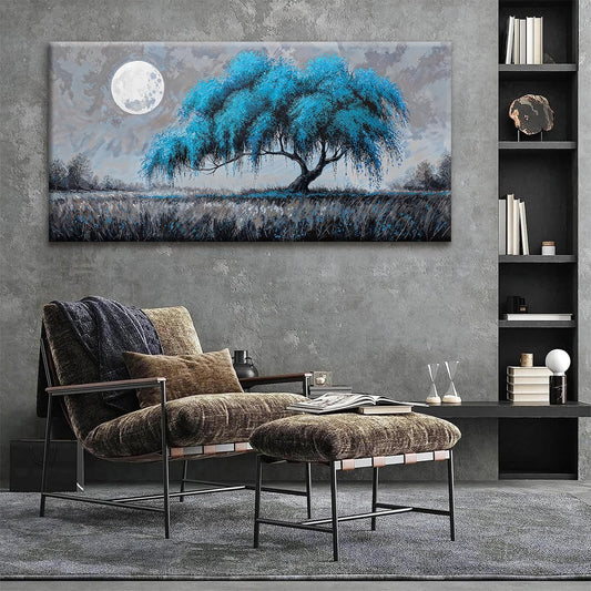 Large Wall Art For Living Room Modern Blue Tree Of Life Wall Art Decor Canvas Prints Artwork For Wall Decor Bedroom Office Kitchen Ready To Hang 29x58 Inch