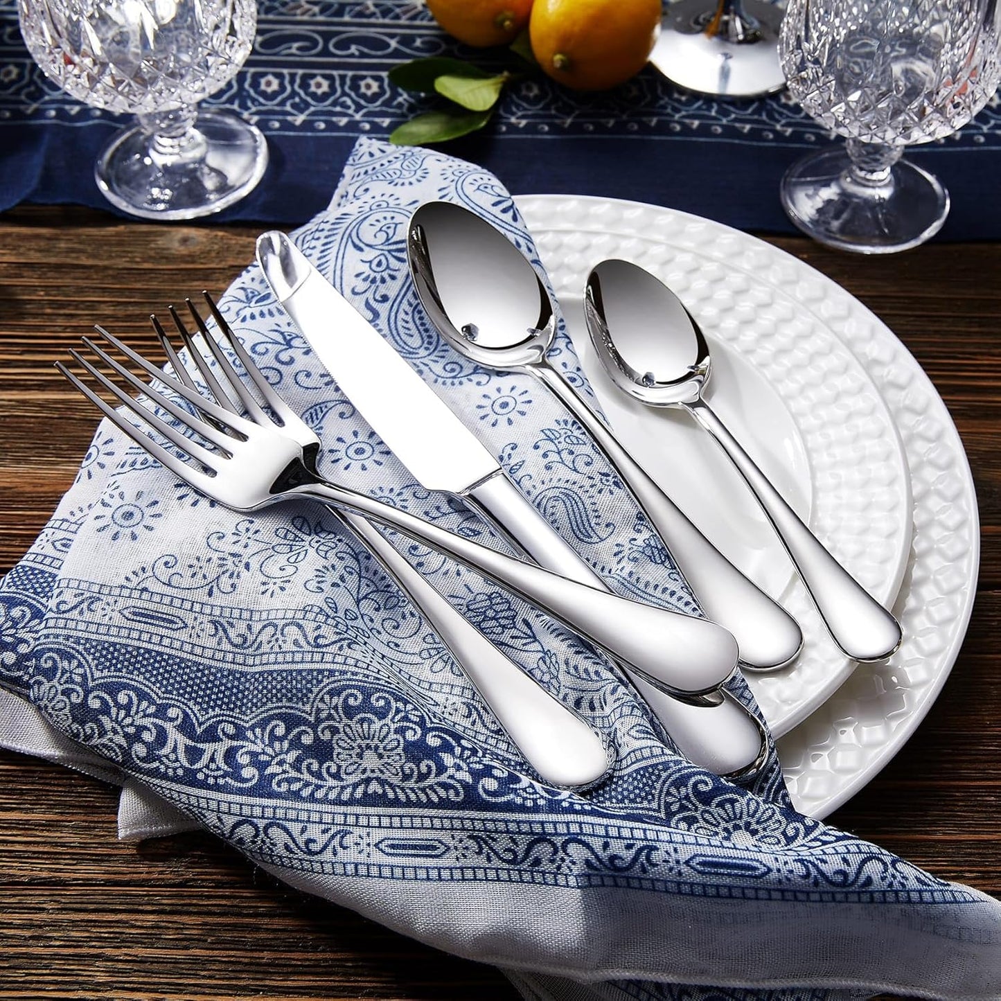 KEAWELL Premium Verona 65-Piece Silverware Set for 12 – Heavy Duty 18/10 Stainless Steel, Brilliant Mirror Finish, Smooth Edges, Dishwasher Safe (65, Silver)