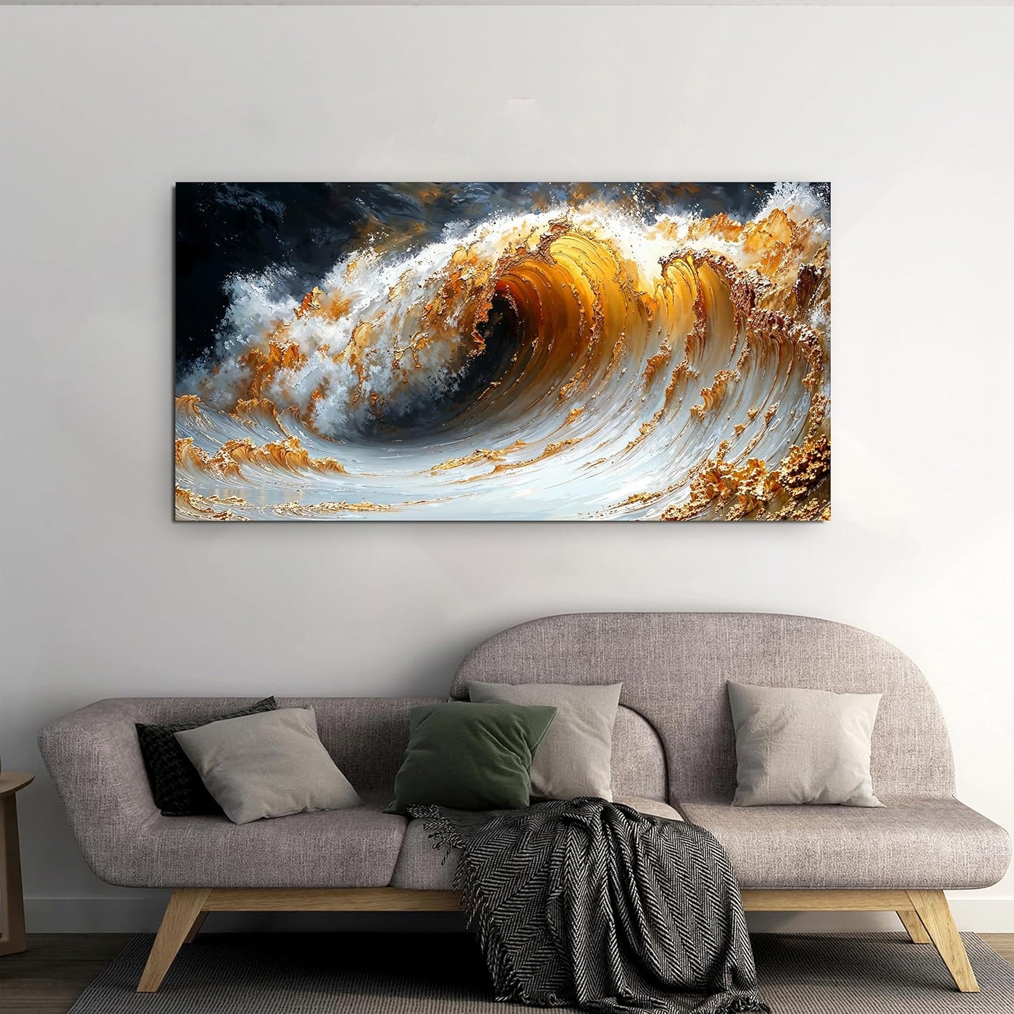 Canvas Wall Art Decor Large Artwork for Walls Wall Art Pictures for Living Room Art Work for Wall Decor Gold Wave Wall Art Prints Modern Abstract Wall Art Kitchen Bedroom Office Decor 20" X 40"