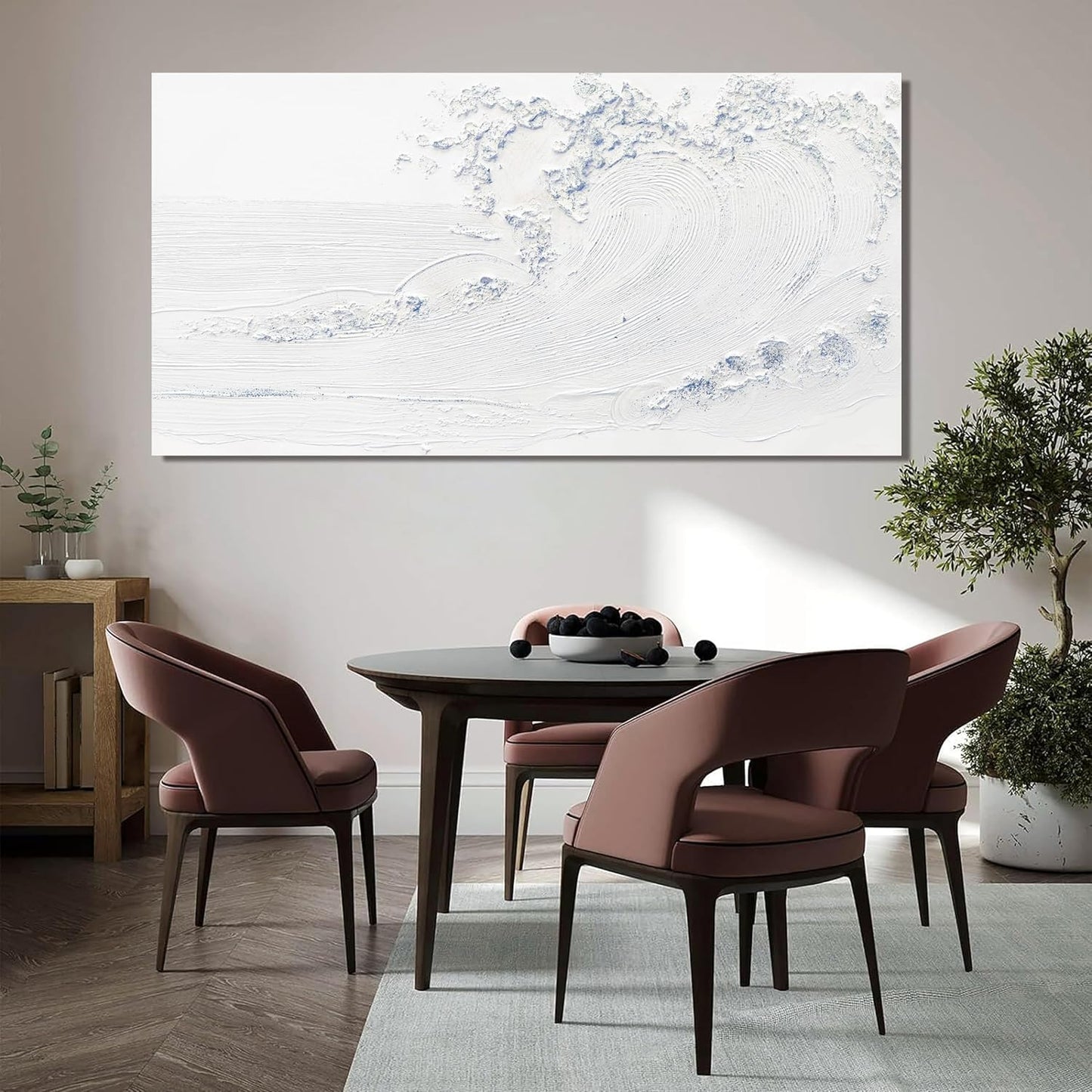 Canvas Wall Art Decor Large Wall Art Pictures for Living Room Wave Artwork for Walls White Blue Wave Wall Art Prints Landscape Coastal Wall Art Decor Art Work for Home Office Room Wall Decor 24"x48"