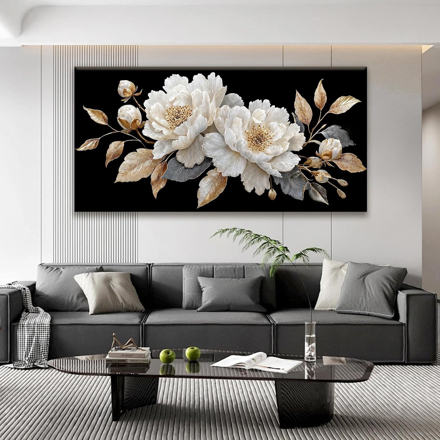 Large Wall Art Living Room Artwork Elegant White Flower Picture Canvas Art Wall Decor For Bedroom Office Kitchen Modern Home Wall Decor 29x58 Inch Ready To Hang