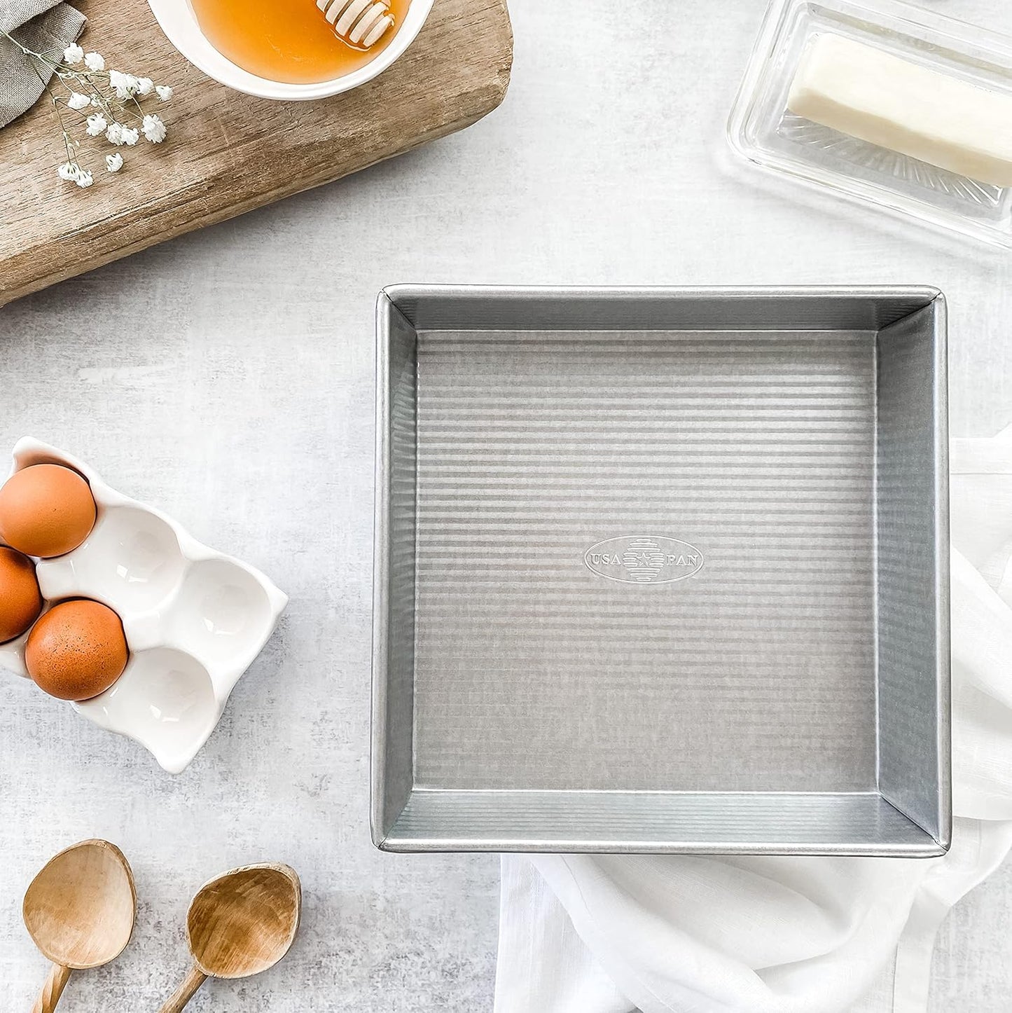 USA Pan Bakeware Nonstick Square Cake Pan, 8 Inch, Aluminized Steel