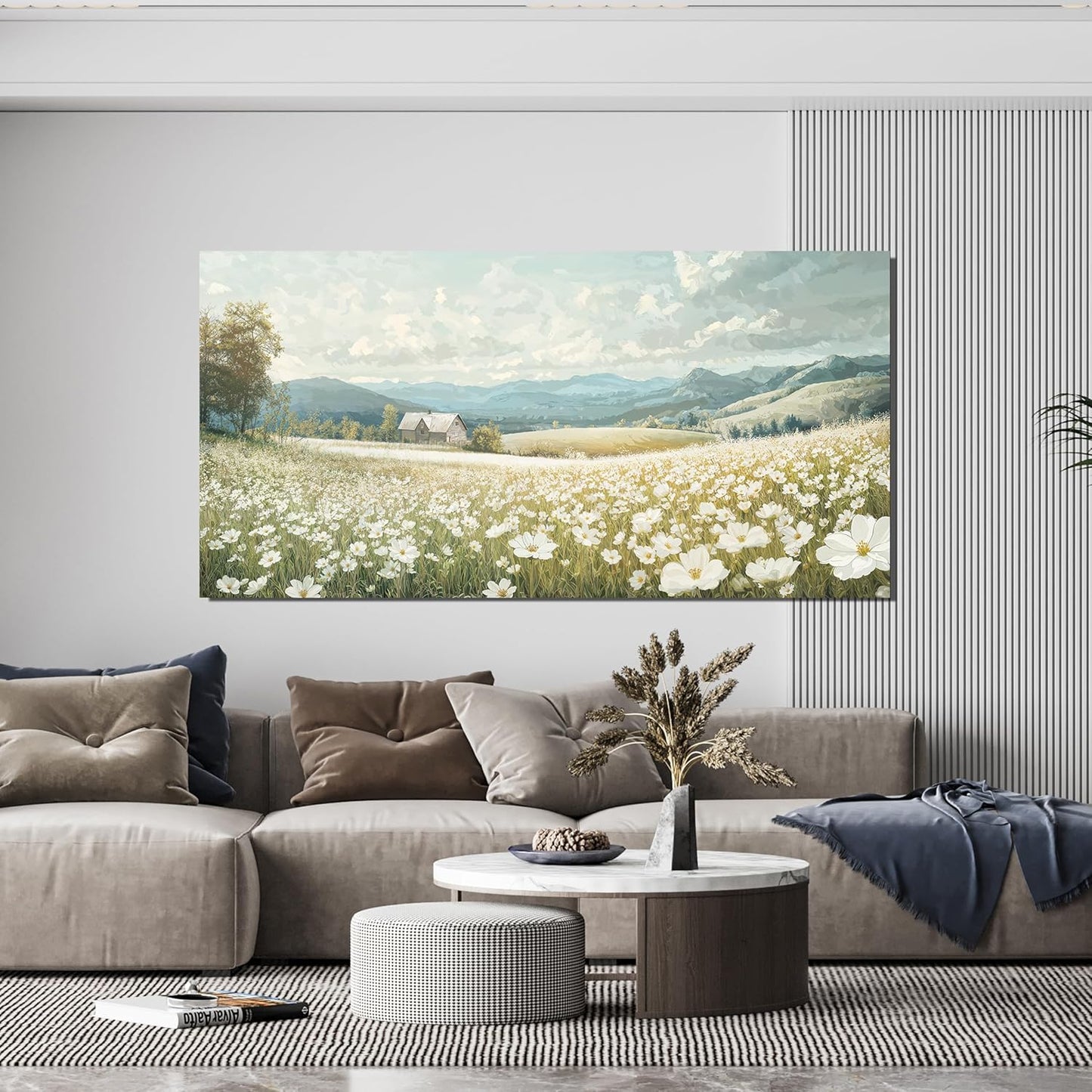 Large Canvas Wall Art Decor Wall Art Pictures for Living Room Canvas Art Wall Decor Green White Nature Wall Art Prints Artwork for Walls Vintage Landscape Wall Art Decor Home Office Decor 24" X 48"