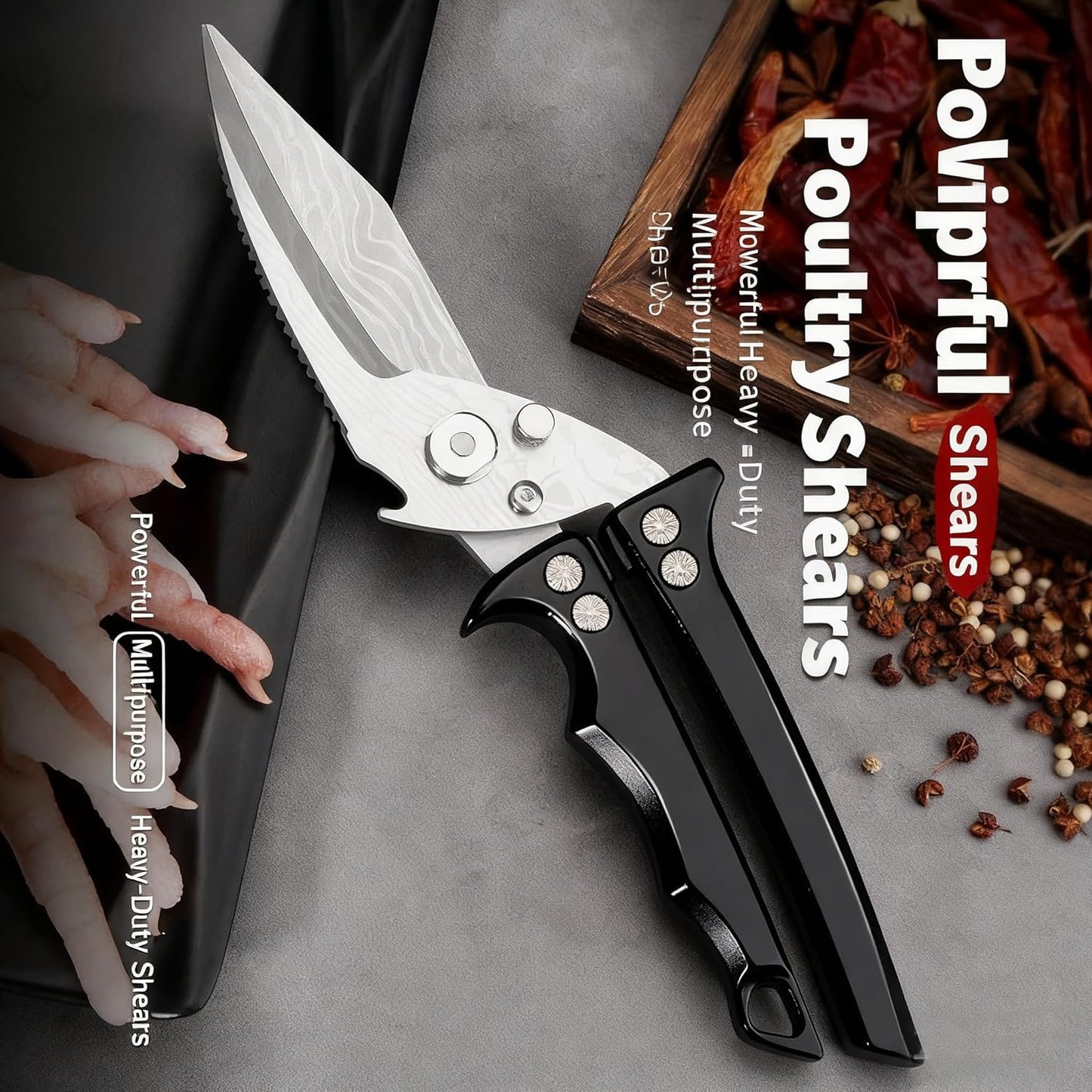 Heavy Duty Poultry Shears.Kitchen Scissors, 420J2 Stainless Steel Detachable Scissors – Ideal for Kitchen Poultry Prep : Thanksgiving Turkey, Chicken & Meat Cutting/black