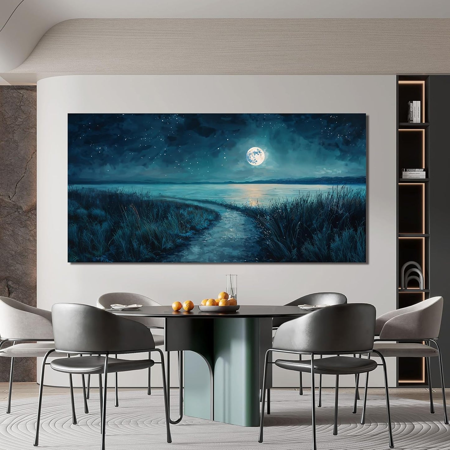 Canvas Wall Art Decor Modern Large Wall Decor For Living Room Blue Botanical Wall Art Coastal Starry Sky Wall Art Artwork for Walls Art Canvas Prints Work For Home Office Wall Decor 24" X 48"