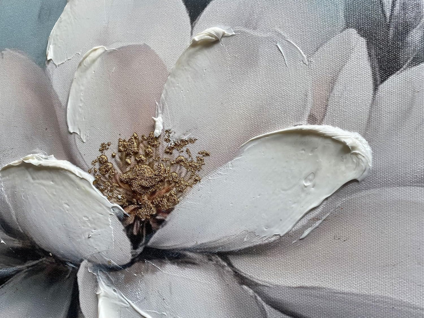 Ardemy Magnolia Wall Art Framed Large Canvas Wall Decor Living Room, White Floral Pictures Wall Decor Teal Paintings FlowerTextured Artwork for Bedroom Dining Room Home Office, 58"x29"