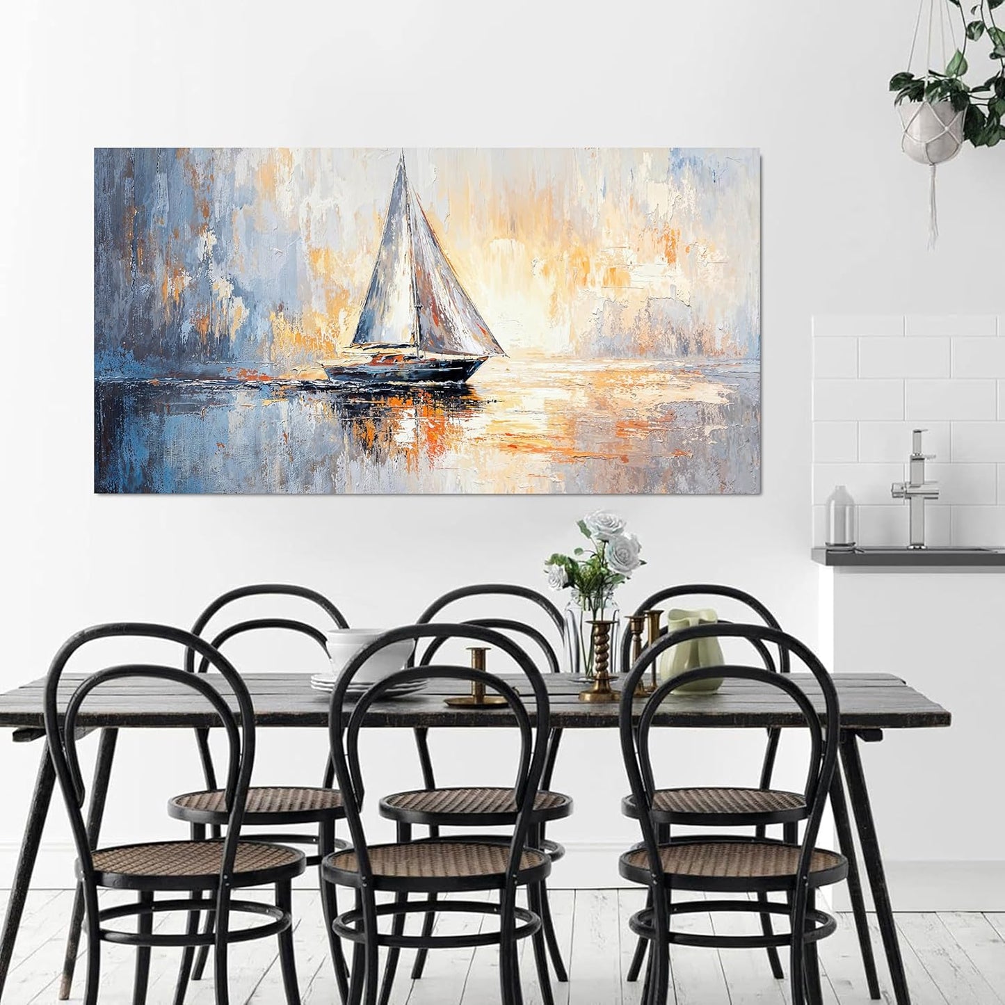 Canvas Wall Art Decor Canvas Art Wall Decor Coastal Minimalist Wall Art Decorations Wall Pictures for Living Room Artwork for Walls Modern Gold Boat Wall Art Prints Bedroom Office Wall Art Decor 20" X 40"