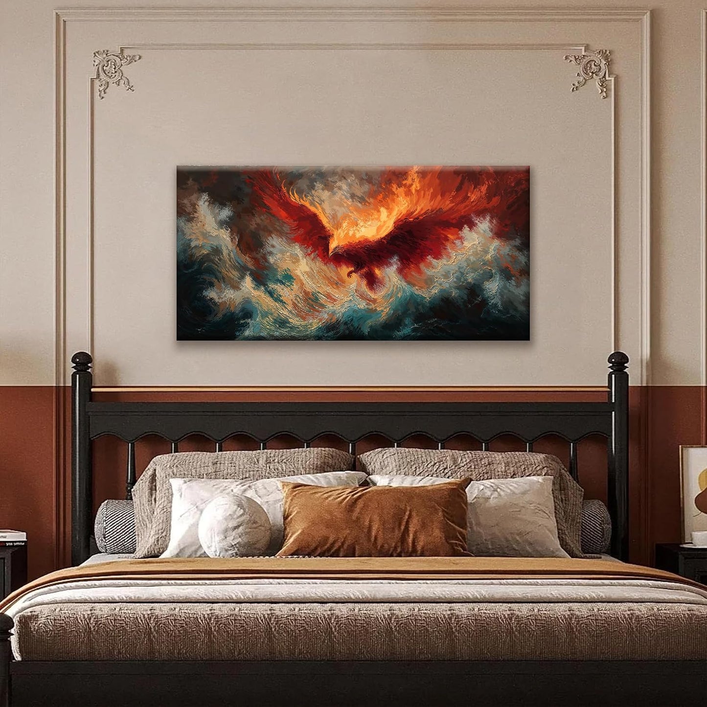 Abstract Wall Art Decor Red Retro Fire Phoenix Modern Artwork For Walls Ready To Hang Room Wall Decor For Bedroom Living Room Kitchen Office Canvas Prints 20x40 Inch