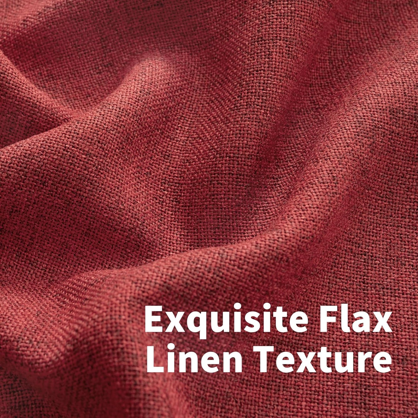 YoungsTex Red Linen Curtains 48 Inch Length for Living Room Window, Light Filtering Drapes with Bronze Grommet Privacy Christmas Decorative for Kitchen Bedroom Window, 42 x 48 Inch, 2 Panels