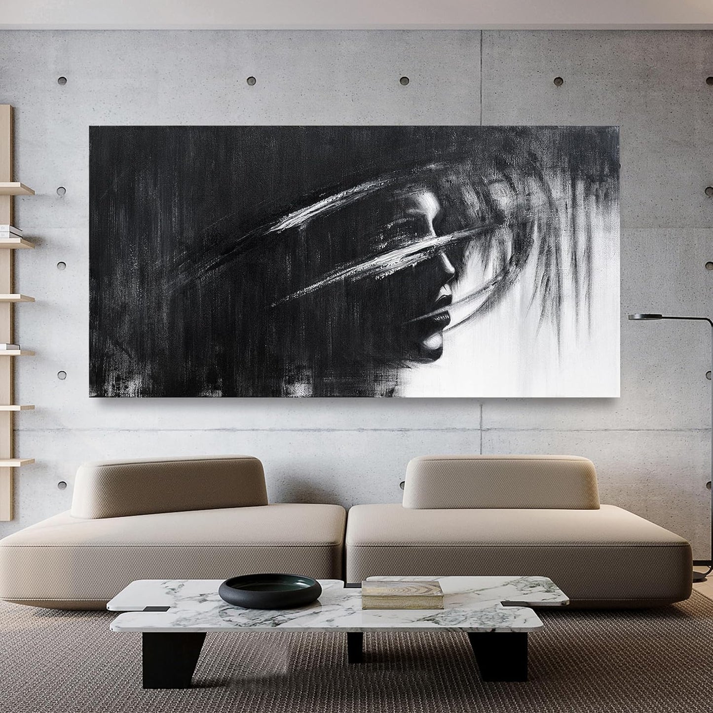 Canvas Wall Art Decor Large Wall Art Pictures for Living Room Black and White Abstract Wall Art Decor Large Artwork for Walls Modern Abstract Wall Art Prints Kitchen Bedroom Office Wall Decor 29"X58"