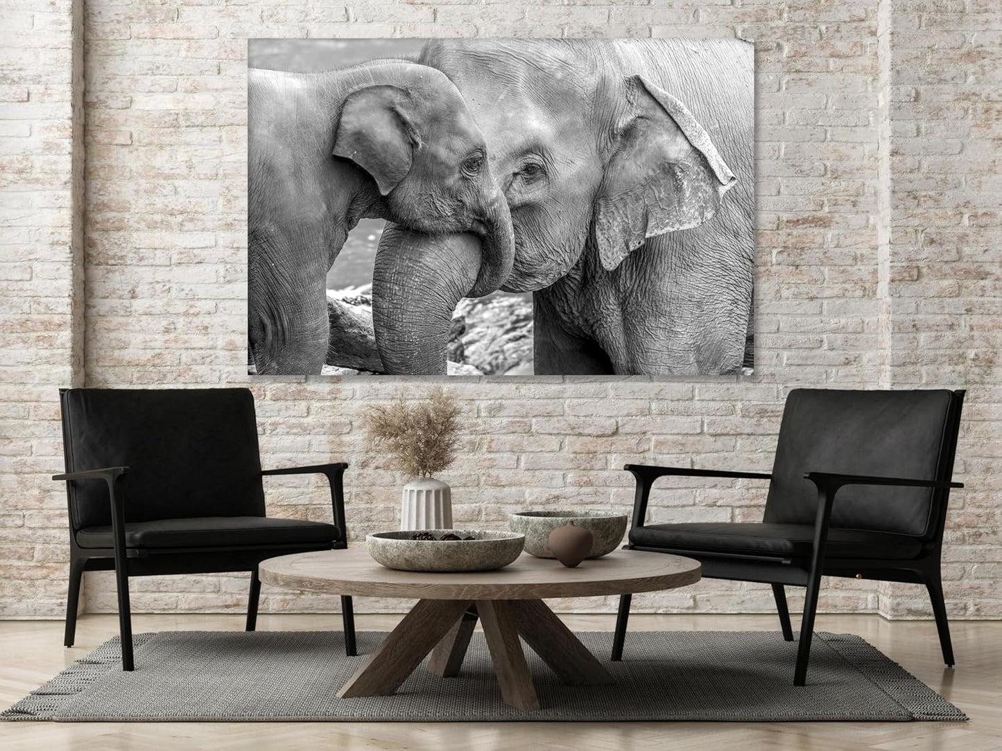 Wildlife Canvas Prints - Wild Animals Home Decor - Medium, Large, and Extra Large Wall Art for Living Room, Bathroom, Kitchen (Elephant Family, 47L" x 71W")