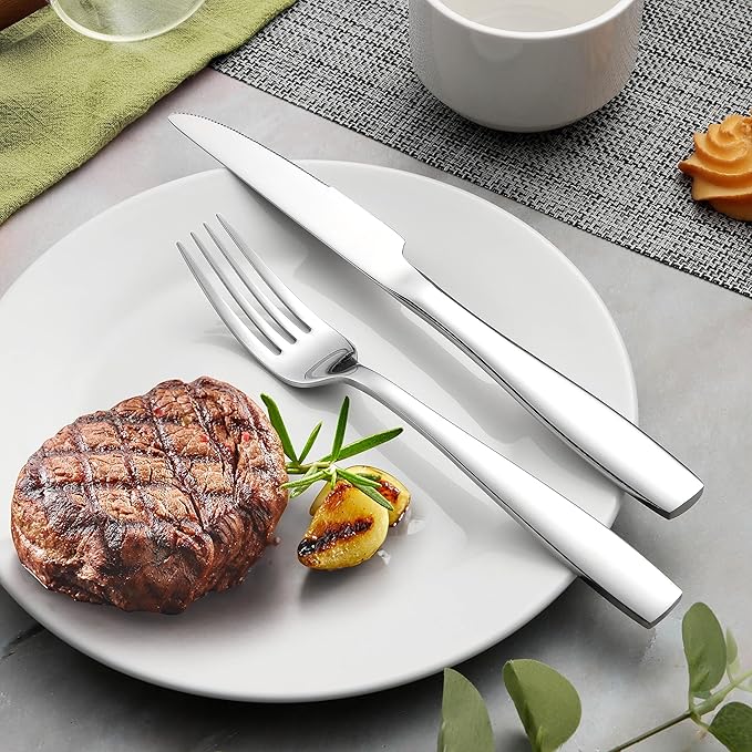 Onader 60 Piece Heavy Duty Silverware Set, Stainless Steel Flatware Cutlery Set for 12