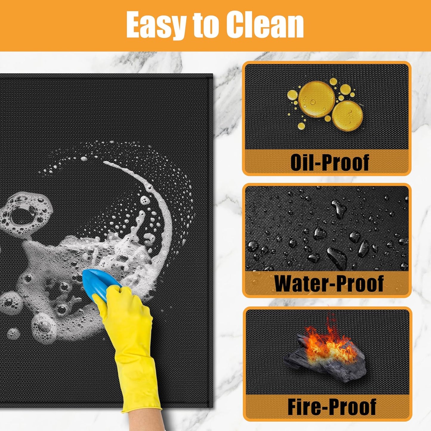 Extra Large Heat Resistant Mat for Countertop, 16 x 78in Fireproof Silicone Mats for Kitchen Counter, Easy to Clean Countertop Protector Mat for Air Fryer, Coffee Maker, Toaster, Oven, Black