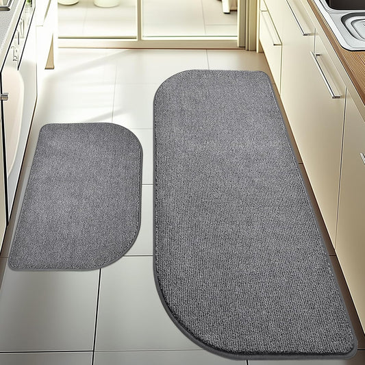 Washable Kitchen Rugs Set of 2 (24" x 35.5" + 24" x 59"), Non Slip Kitchen Mats for Floor, Absorbent Indoor Entryway Runner Rugs for Laundry, Bathroom, Door, Bedroom (Roll Packing)