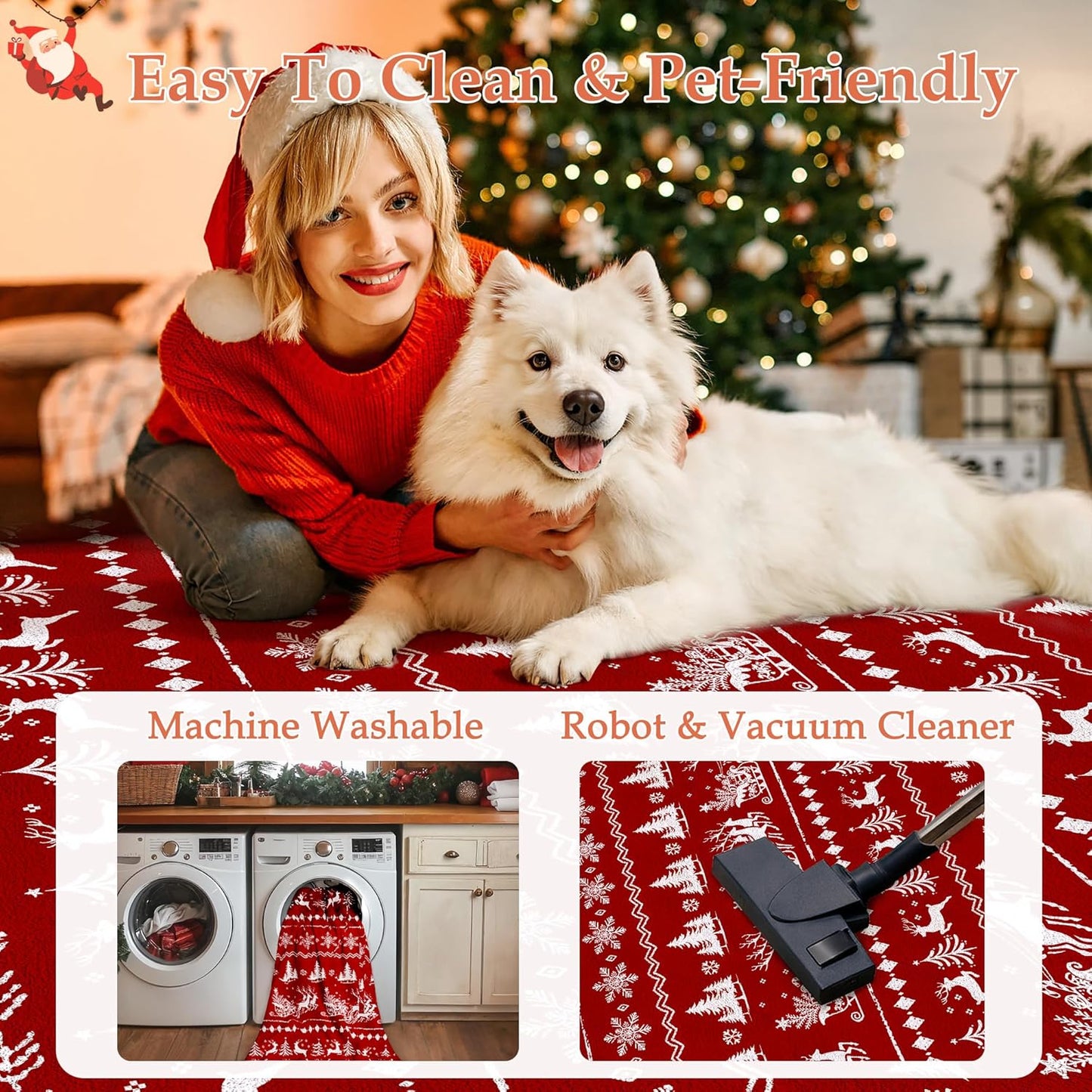 2x3 Christmas Area Rug Red Washable Entryway Carpet Xmas Elk Holiday Decor Doormat Kitchen Decorative Non Slip Soft Low Pile Small Carpet Indoor Throw Snowflake Rug Bedroom Entrance Bathroom