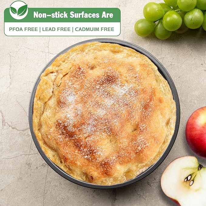 Tiawudi 9" Round Cake Pan Set of 2, 0.8mm Thick Heavy Duty Bakeware for Tiered & Layered Cakes, Nonstick Baking Pan with Diamond Texture for Even Heating, Cake Mold