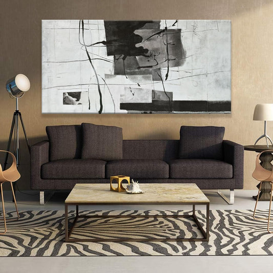 Suconvng Large Abstract Wall Art For Living Room Prints Artwork Abstract Canvas Art Wall Decor Black And White Wall Art Modern Painting For Hotel Office Home Artwork29x58 Inch