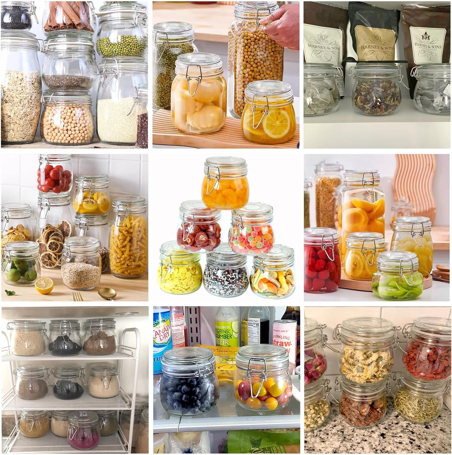 Glass Jar With Airtight Lid 16 Oz (Set Of 2) Wide Mouth Airtight Food Storage Containers Leakproof Canister For Coffee,Sugar,Chocolate Chips,Canning,Candy,Cereal,Spice,Pickle,Cookies,Dried Fruits