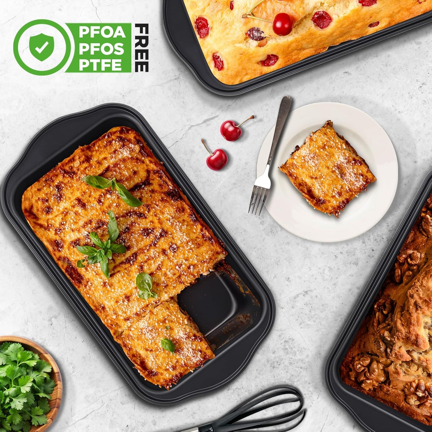 NutriChef Loaf Pans Set of 6 | Non-Stick Premium Bread Pans Quick & Even Heat Distribution | Oven Safe To 450 F | No PFOA, PFOS & PTFE | Food Grade Carbon Steel | 11.61 x 5.98 x 2.56 Inches (Black)