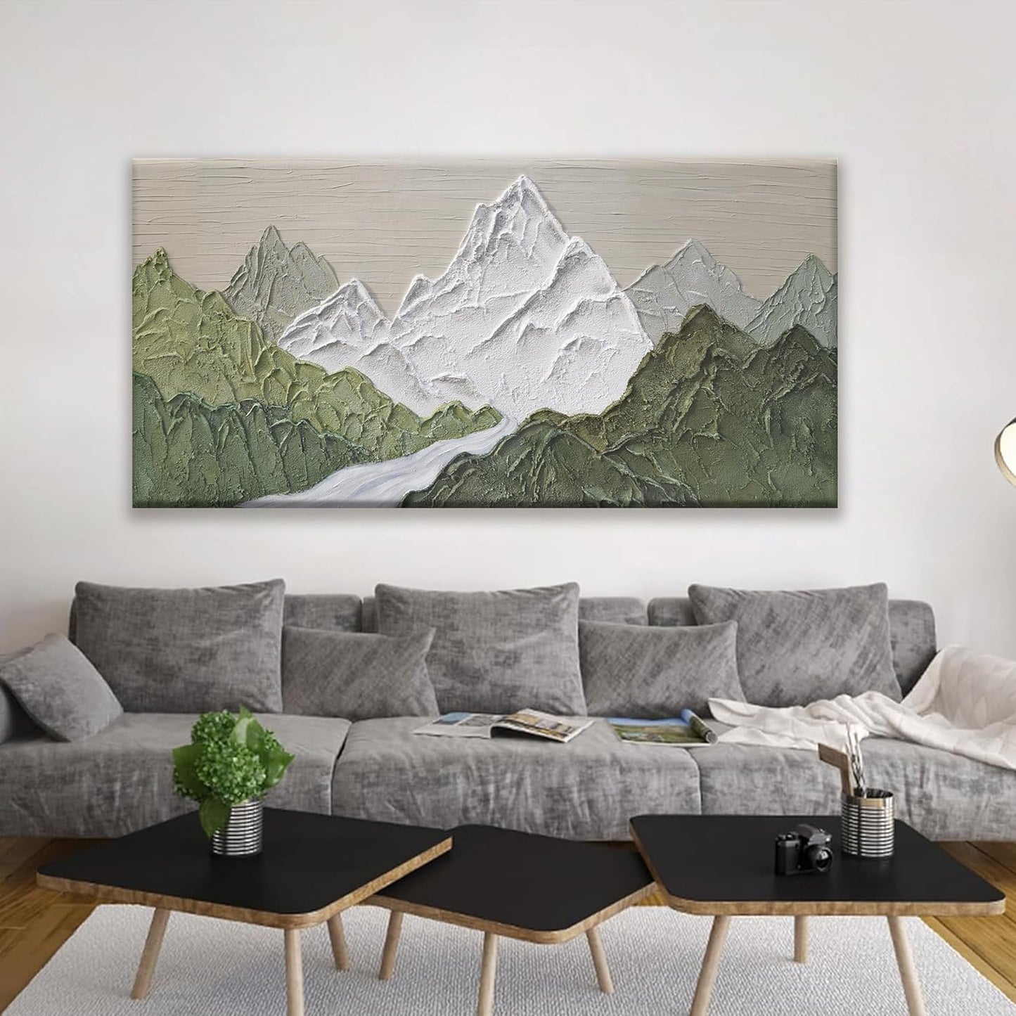 YISXINOAG Large Abstract Wall Art For Living Room Canvas Art Wall Decor Print Abstract Mountain Forest Landscapes Green Wall Art Painting Abstract Art Prints Home Wall Art 29×58 In