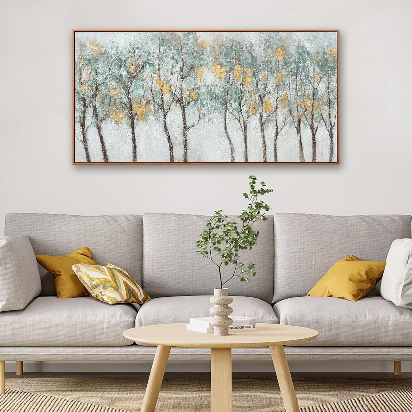 Framed Wall Art Decor Canvas Print Green Embellishments Plant Forest Abstract Tree Painting Picture Artwork Framed Wall Decor For Living Room Bedroom Living Room And Apartment 20x40 Inch