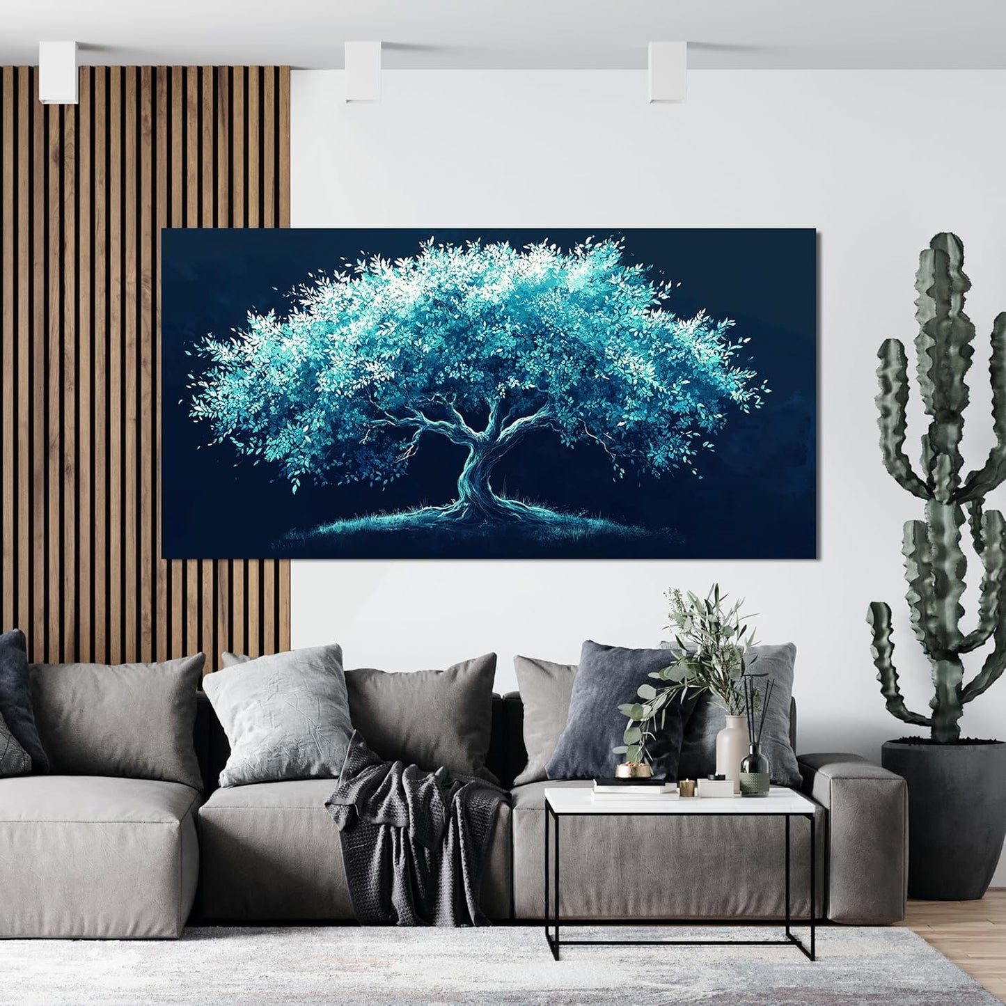 Canvas Oversized Wall Art Green Tree of Life Wall Art Decor Large Wall Art Pictures for Living Room Modern Bltanical Wall Art Prints Canvas Art Wall Decor Artwork for Walls Home Office Decor 29" X 58"