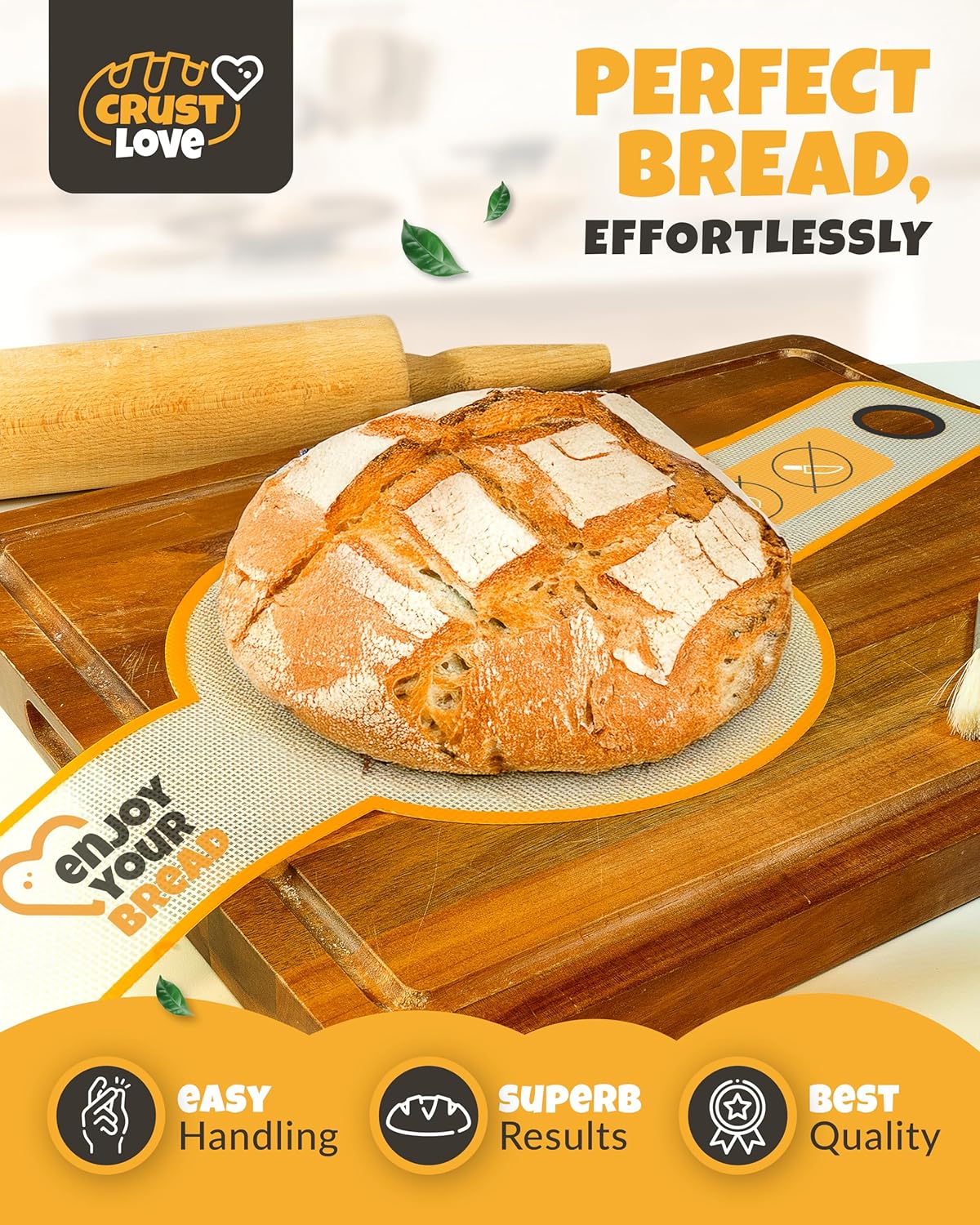 Silicone Bread Sling for Dutch Oven – Non-Stick Sourdough Sling & Baking Mat – Reusable & Easy to Clean – Heat Resistant to 480°F – Silicone Sourdough Sling for Artisan Bread Baking Supplies