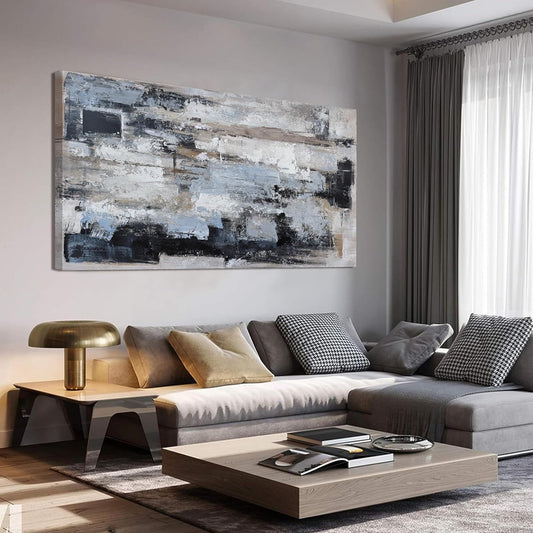 KUPTEU Canvas Wall Art Decor Modern Large Wall Art For Living Room Abstract Art Blue Black Wall Art Prints Artwork for Walls Abstract Canvas Art Wall Decor Bedroom Office Decor 24"x48"